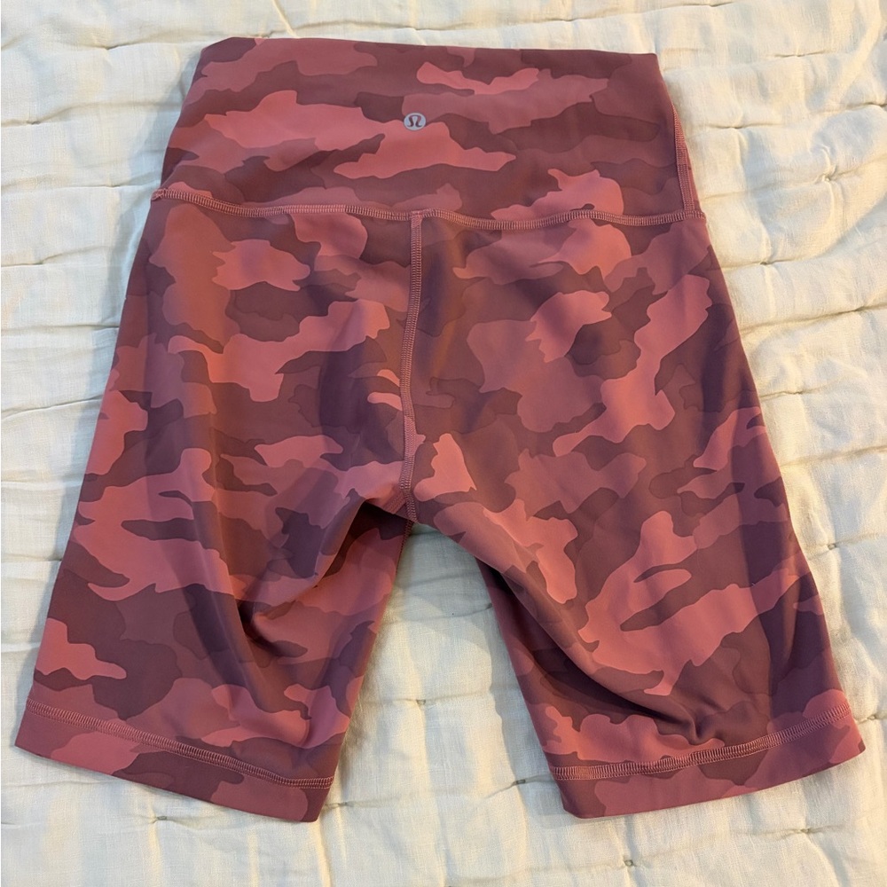 lululemon athletica Rose Pink Camo High-Rise Bike Shorts - Picture 2 of 5